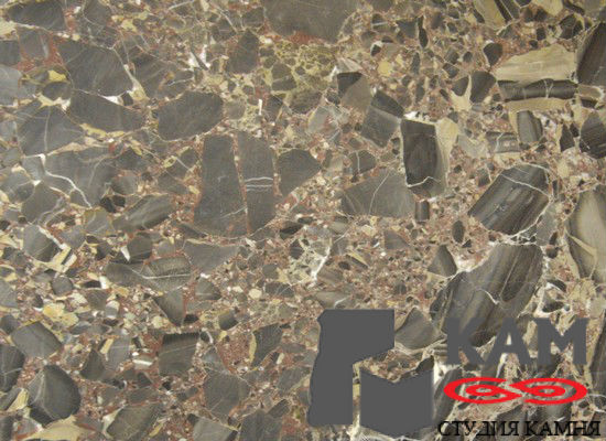 Натуральный камень мрамор Breccia Antica (коричневый)